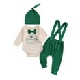 My First Christmas Baby Boy Outfits Xmas Tree Bow Tie Romper +Suspender