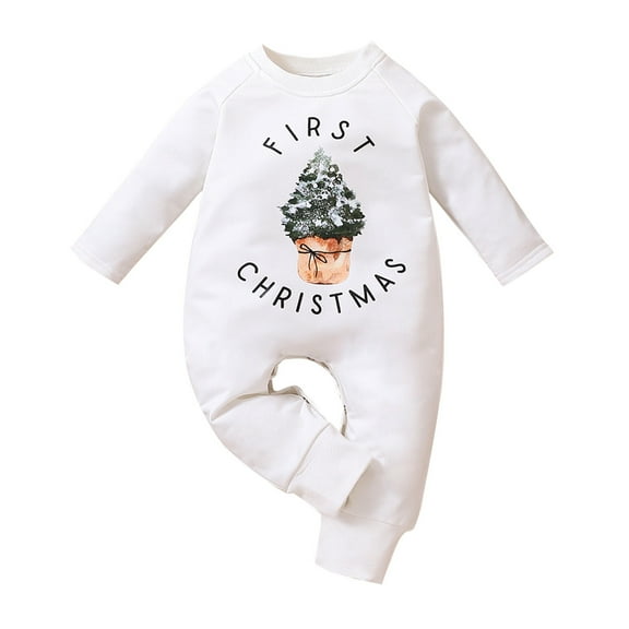 My First Christmas Baby Girl Boy Outfit Long Sleeve Jumpsuit Romper Graphic Bodysuits Infant Xmas Casual Clothes