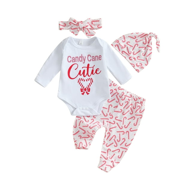 My First Christmas Baby Girl Boy Outfit Long Sleeve Romper +Pants+Hat