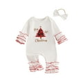 thumbnail image 1 of My First Christmas Baby Girl Outfit Santa Long Sleeve Romper Jumpsuit  one-piece  Christmas Newborn Girl Outfits Clothes, 1 of 9