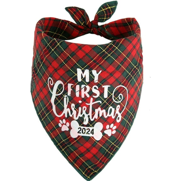 My First Christmas Dog Bandana for Puppy Small Medium Large Dogs Cat Pet