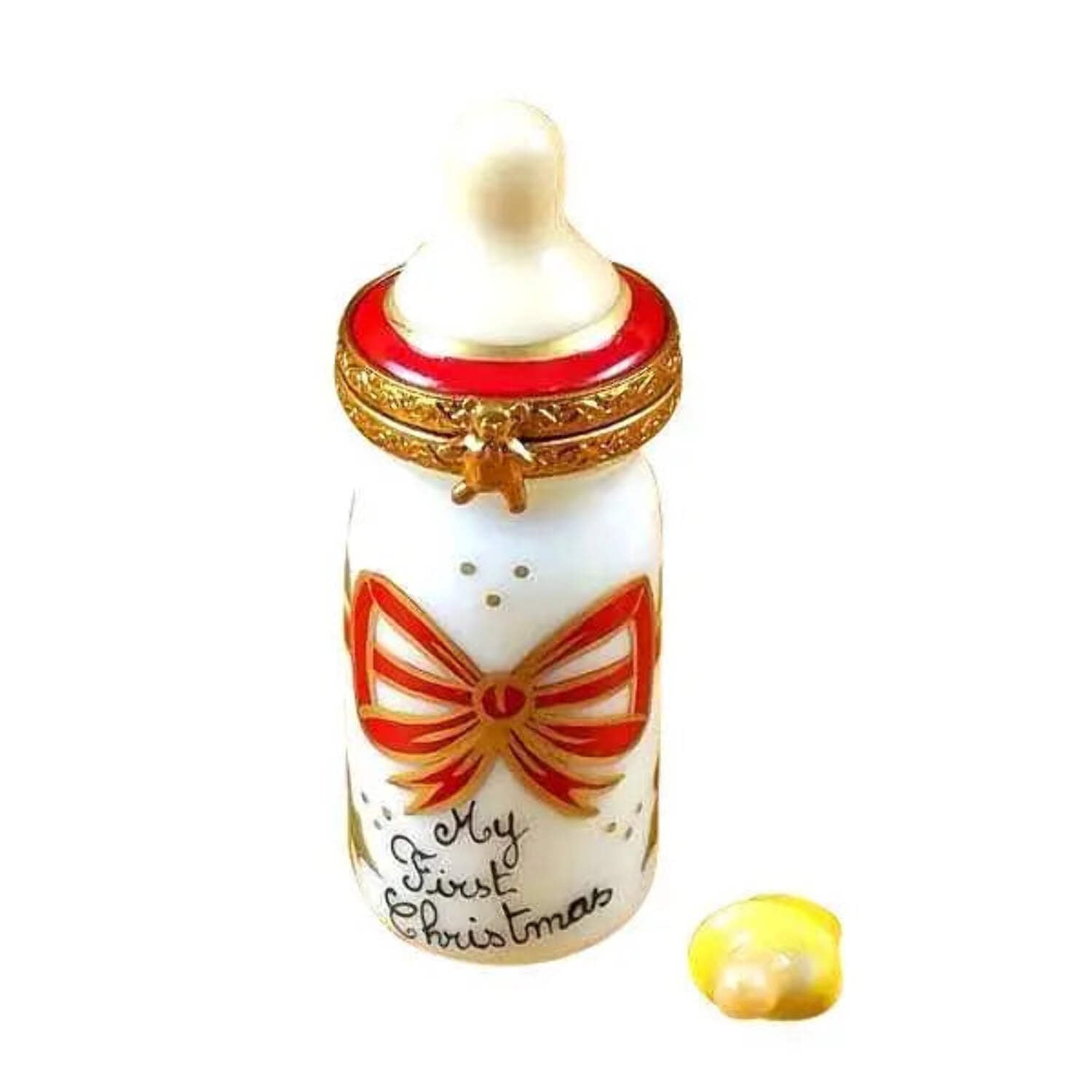 Baby Bottle My First Christmas Limoges Box Keepsake Limoges Box Porcelain Figurine