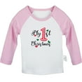 thumbnail image 1 of My First Christmas Novelty T shirt For Baby, Newborn Babies T-shirts, Infant Tops, 0-24M Kids Graphic Tees Clothing (Long Pink Raglan T-shirt, 12-18 Months), 1 of 4