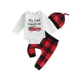 thumbnail image 1 of My First Christmas Outfits Baby Boy Girl 3 6 9 12 Months Long Sleeve Romper Onesie Pants Hat 3Pcs Fall Winter Clothes, 1 of 8