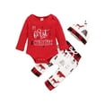 thumbnail image 1 of My First Christmas Outfits Baby Boy Girl 6 12 18 24 Months Long Sleeve Romper Onesie Pants Hat 3Pcs Fall Winter Clothes, 1 of 7