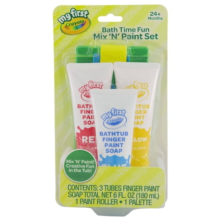 Crayola - My First Bath Time Fun Mix 'N Paint Set- Finger Paint for Teen - Red Blue & Yellow Markers