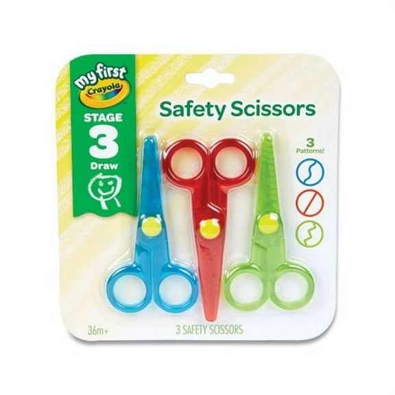 My First Crayola Safety Scissors Rounded Tip, Assorted Straight Handles, 3/Pack