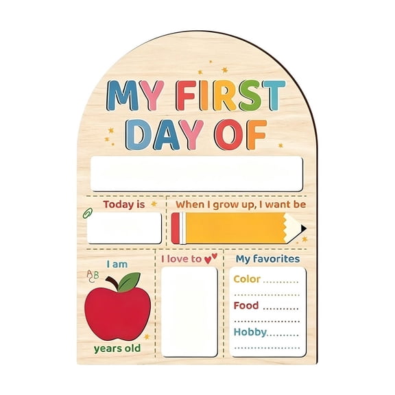 My First Day of School Sign, Reusable Wooden Back to School Board, Double-Sided First & Last Day Chalkboard