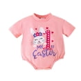 thumbnail image 1 of Easter Boy Outfit Funny Bunny Letter Embroier Short Sleeve Romper Bodysuit Easter Gifts for Babies 0-3 Months, 1 of 7