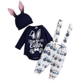 thumbnail image 1 of My First Easter Baby Boy Outfit Gentleman Rabbit Romper Shirt Tops Bunny Overalls Pants Hat 3pcs Set, 1 of 7