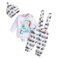 thumbnail image 1 of My First Easter Baby Boy Outfit Gentleman Rabbit Romper Shirt Tops Bunny Overalls Pants Hat 3pcs Set, 1 of 7