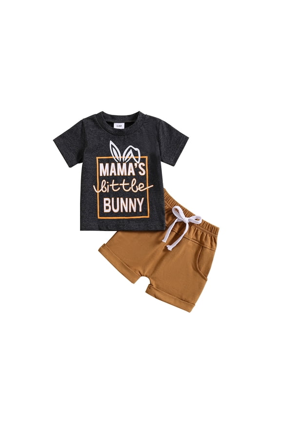 My First Easter Baby Boy Outfit Toddler Baby Boy Summer Plaid Outfit Short Sleeve Embroidery T-shirt Elastic Shorts 2Pcs Boys Clothes