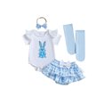 thumbnail image 1 of My First Easter Baby Girl Outfit Bunny Eggs Short Sleeve Romper + Layered Ruffle Bloomers Tutu Skirt Shorts + Socks + Headband 4Pcs Cute Clothes Set, 1 of 8