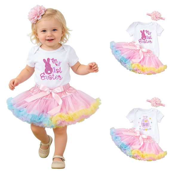 My First Easter Baby Girl Outfit Easter Baby Girl Outfit Bunny Onesie Romper Bowknot Tutu Skirt Summer Easter Clothes
