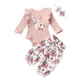 thumbnail image 1 of My First Easter Outfit Baby Girl Boy Long Sleeve Easter Bodysuit Ruffle Romper Pants Bunny Ears Hat 3PCS Clothes Set, 1 of 10