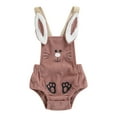 thumbnail image 1 of My First Easter Romper for Newborn Baby Boy Girl Sleeveless Corduroy Rabbit Pattern Button Suspender Jumpsuit, 1 of 7