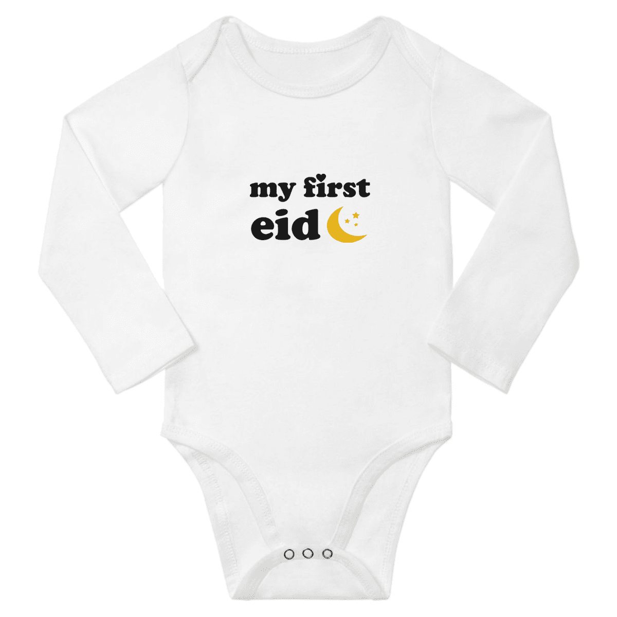 My First Eid Cute Baby Long Sleeve Onepieces Boy Girl Unisex (White