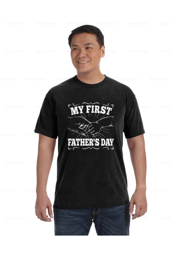 My First Father's Day Funny New Dad Papa Family Gift Comfort Color T-Shirt, Unisex, up to size 4XL
