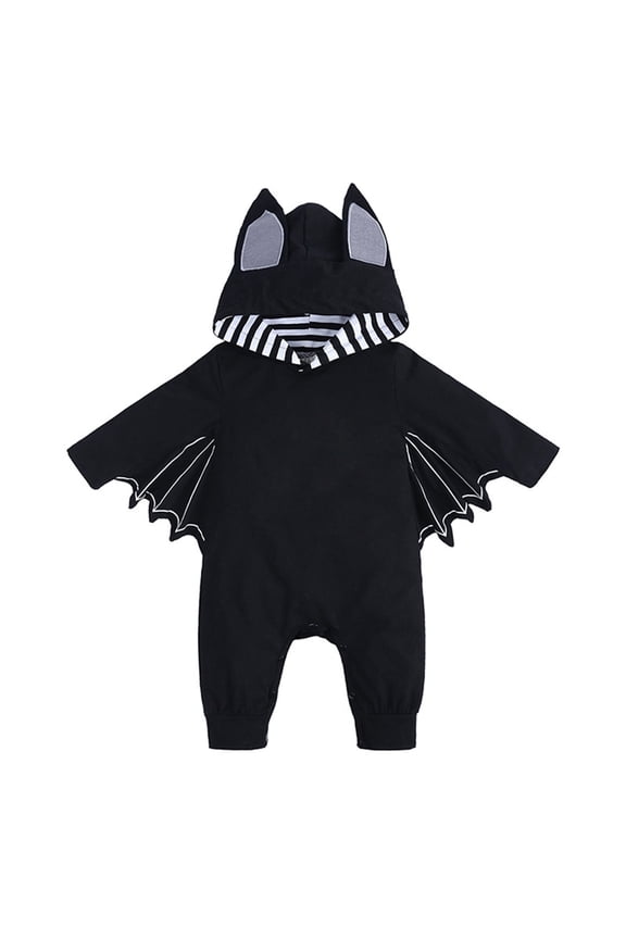 My First Halloween Baby Bat Hooded Romper Jumpsuit Outfit 3-6 Months Black