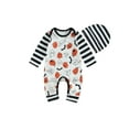 thumbnail image 1 of My First Halloween Baby Boy Girl Outfit Pumpkin Romper Long Sleeve Jumpsuit with Hat Newborn Fall Clothes Cute Halloween Costume, 1 of 7