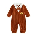 thumbnail image 1 of My First Halloween Baby Boy Outfit Newborn Pumpkin Embroidery Knit Romper Long Sleeve Lapel Jumpsuit with Bowtie Infant Christmas Clothes, 1 of 9