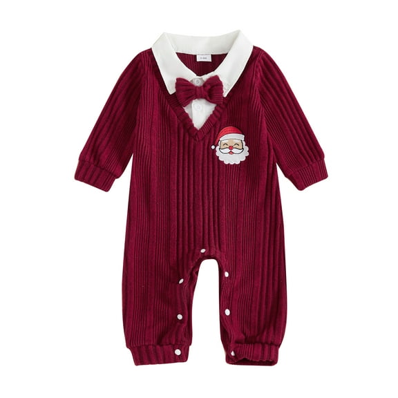 My First Halloween Baby Boy Outfit Newborn Pumpkin Embroidery Knit Romper Long Sleeve Lapel Jumpsuit with Bowtie Infant Christmas Clothes