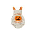 thumbnail image 1 of My First Halloween Baby Boy Outfit Pumpkin Sleeveless Corduroy Overall Romper Fall Clothes, 1 of 6