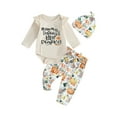 thumbnail image 1 of My First Halloween Baby Girl Outfits Pumpkin Romper Bodysuits Belted Pants Hat Newborn Infant Fall Halloween 3Pcs Clothes Set, 1 of 8
