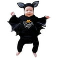 thumbnail image 1 of My First Halloween Baby Outfit Bat Hooded Romper Playsuit Jumpsuit Black, 1 of 9