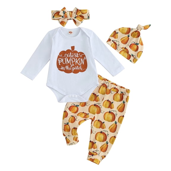 My First Halloween Outfits 3M 6M 12M Newborn Infants Baby Boy Girl Cutest Pumpkin Romper Onesie Pants Hat Halloween Clothing Set
