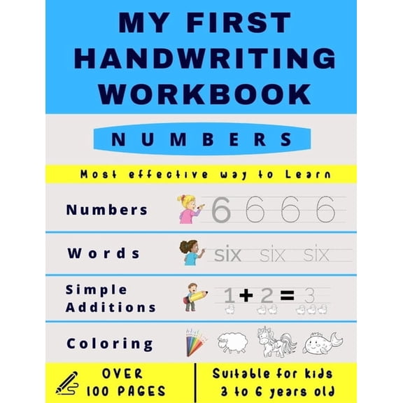 Handwriting Workbook My First Handwriting Workbrook - Numbers: Preschool, Kindergarten, Pre K writing paper with lines, suitable for kids age, Book 4, (Paperback)