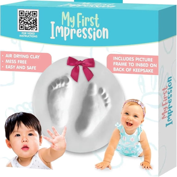 Baby Hand or Foot Print Ornament Kit, Newborn Keepsake Picture Frame, Handprint Footprint Mold Kit, New Mom & Baby Shower Gifts