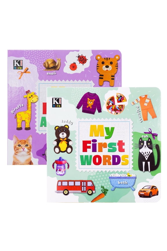 My First KAPPA Board Books, 2 Titles, Early Learning Picture Book, Learn Words, Objects, Animals, Food, 24-Pack