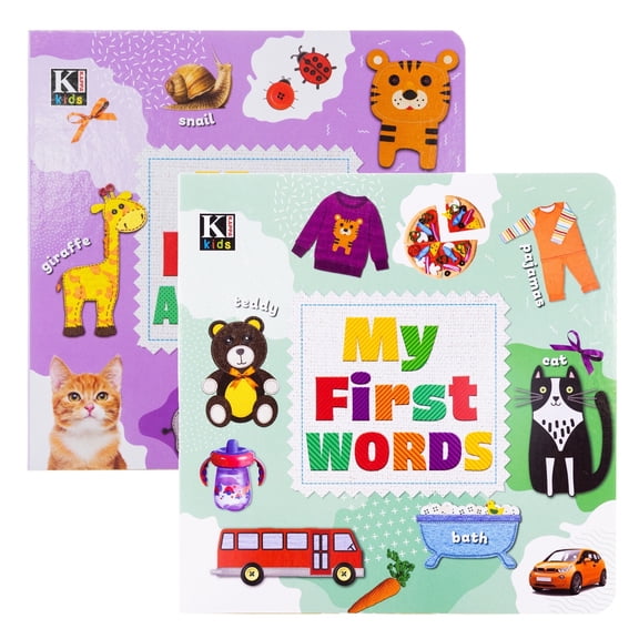 My First KAPPA Board Books, 2 Titles, Early Learning Picture Book, Learn Words, Objects, Animals, Food, 24-Pack