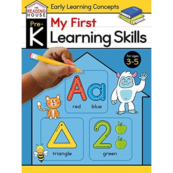 Pre-Owned My First Learning Skills (Pre-K Early Learning Concepts Workbook): Preschool Activities, Ages 3-5, Alphabet, Numbers, Tracing, Colors, Shapes, Basic Words, and More (The Reading Paperback