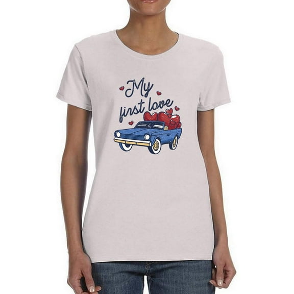 My First Love. Car W Hearts T-Shirt Women -Smartprints Designs, Female Small