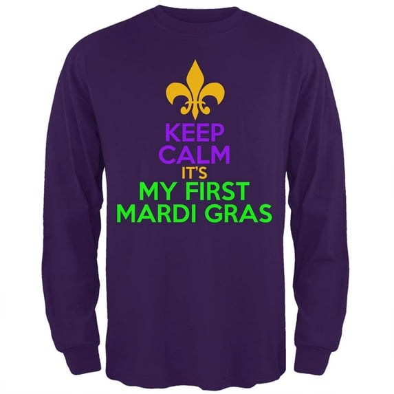 My First Mardi Gras Mens Long Sleeve T Shirt Purple SM