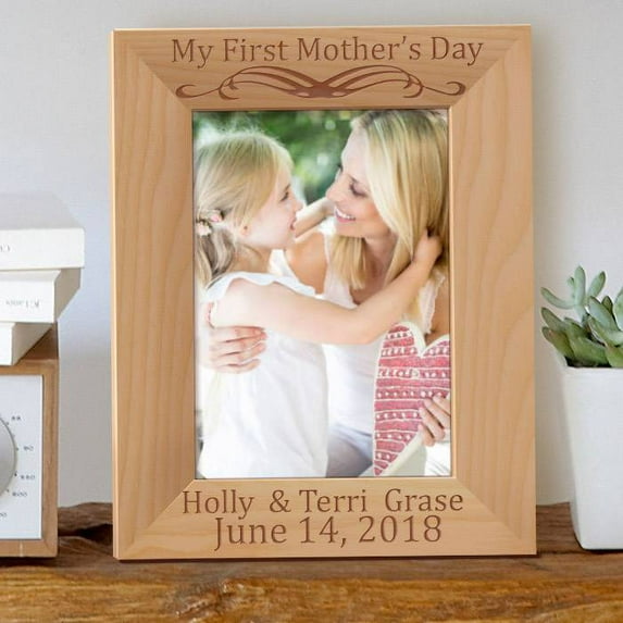 My First Mother's Day Personalized Wooden Picture Frame 8" x 10" Brown (Vertical)