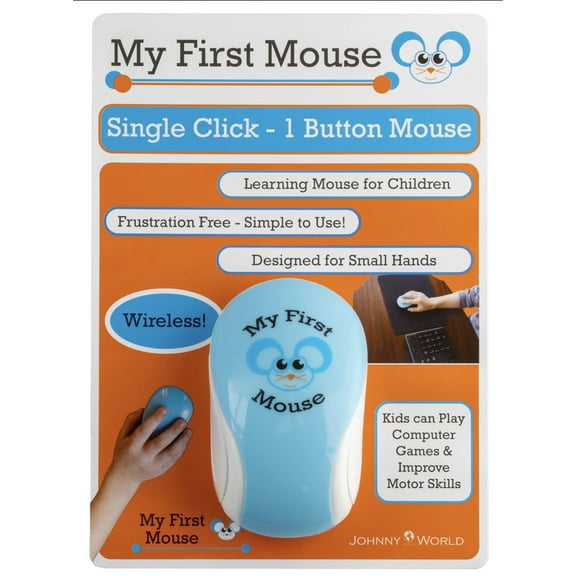 My First Mouse - A COMPUTER MOUSE FOR KIDS!  WIRELESS SINGLE CLICK ONE BUTTON MOUSE DESIGNED FOR EARLY LEARNERS