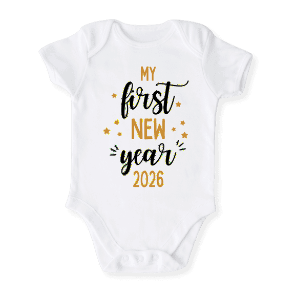 My First New Year Baby Bodysuit, Newborn Outfit, Baby Clothes, Gift for Children 3-6m White