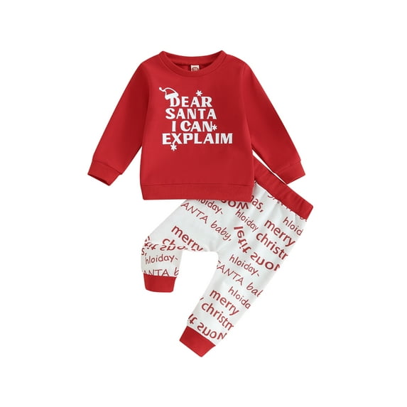 My First New Years Baby Boy Outfit Baby Boy Valentines Day Outfit Letter Print Long Sleeve Sweatshirt T-shirt and Elastic Casual Pants Suit