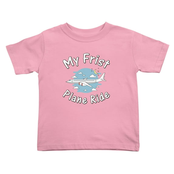 My First Plane Ride Short Sleeve Funny Toddler T Shirts for Boys Girls (Pink, Youth S)