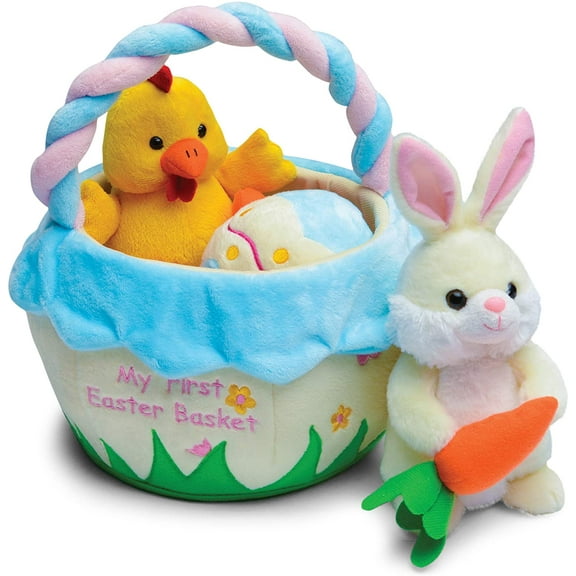 My First Plush Easter Eggs Basket with Plush Egg Bunny and Easter Chicken