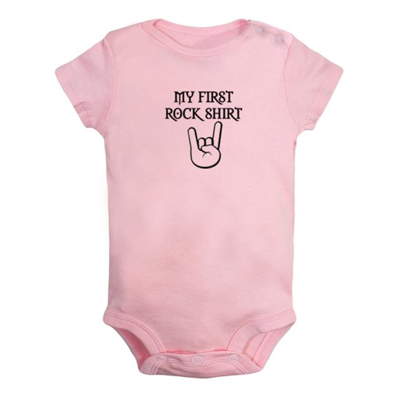 My First Rock Shirt Funny Rompers For Babies, Newborn Baby Unisex Bodysuits, Infant Jumpsuits, Toddler 0-24 Months Kids One-Piece Oufits (Pink, 18-24 Months)