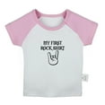 thumbnail image 1 of My First Rock Shirt Funny T shirt For Baby, Newborn Babies T-shirts, Infant Tops, 0-24M Kids Graphic Tees Clothing (Short Pink Raglan T-shirt, 0-6 Months), 1 of 4