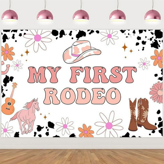 My First Rodeo Birthday Backdrop, Groovy Cowgirl First Birthday Backdrop Western 1st Birthday Party Decorations Backdrop Photo Background Props for Boy Girl Cowboy Birthday Baby Shower