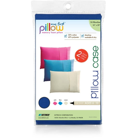 My First Set of Two Pillow Cases for Kids Pillows Sized 16" x 20", Blue