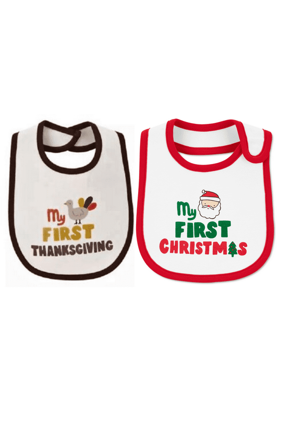 My First Teething Bibs 2 Pack (Thanksgiving and Christmas) Unisex