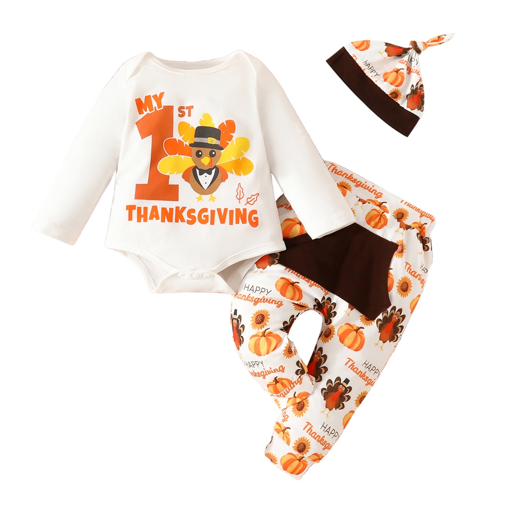 My First Thanksgiving Baby Girl Boy Outfit Long Sleeve Romper Bodysuit ...