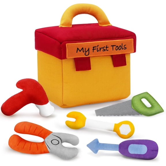 My First Tool Set Plush, Baby Toolbox Plushy with 5 Pcs Plushies for Toddlers, Birthday Gifts Boys Girls